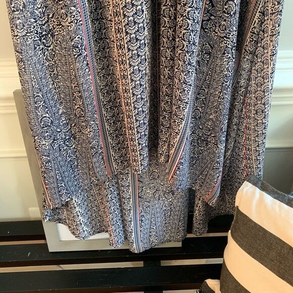 Octavia Boho Blue Print V-Neck Maxi Dress sz M EUC - Picture 3 of 7